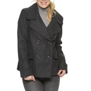 Larry Levine Double Breasted Peacoat Swing Jacket BLACK Size SMALL NWT  #D127